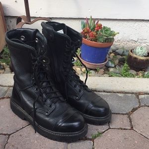 Beautiful black leather combat boots